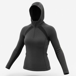 Smartwool Womens M Merino 250 Wool Base Layer Quarter Zip Hoodie Charcoal Gray